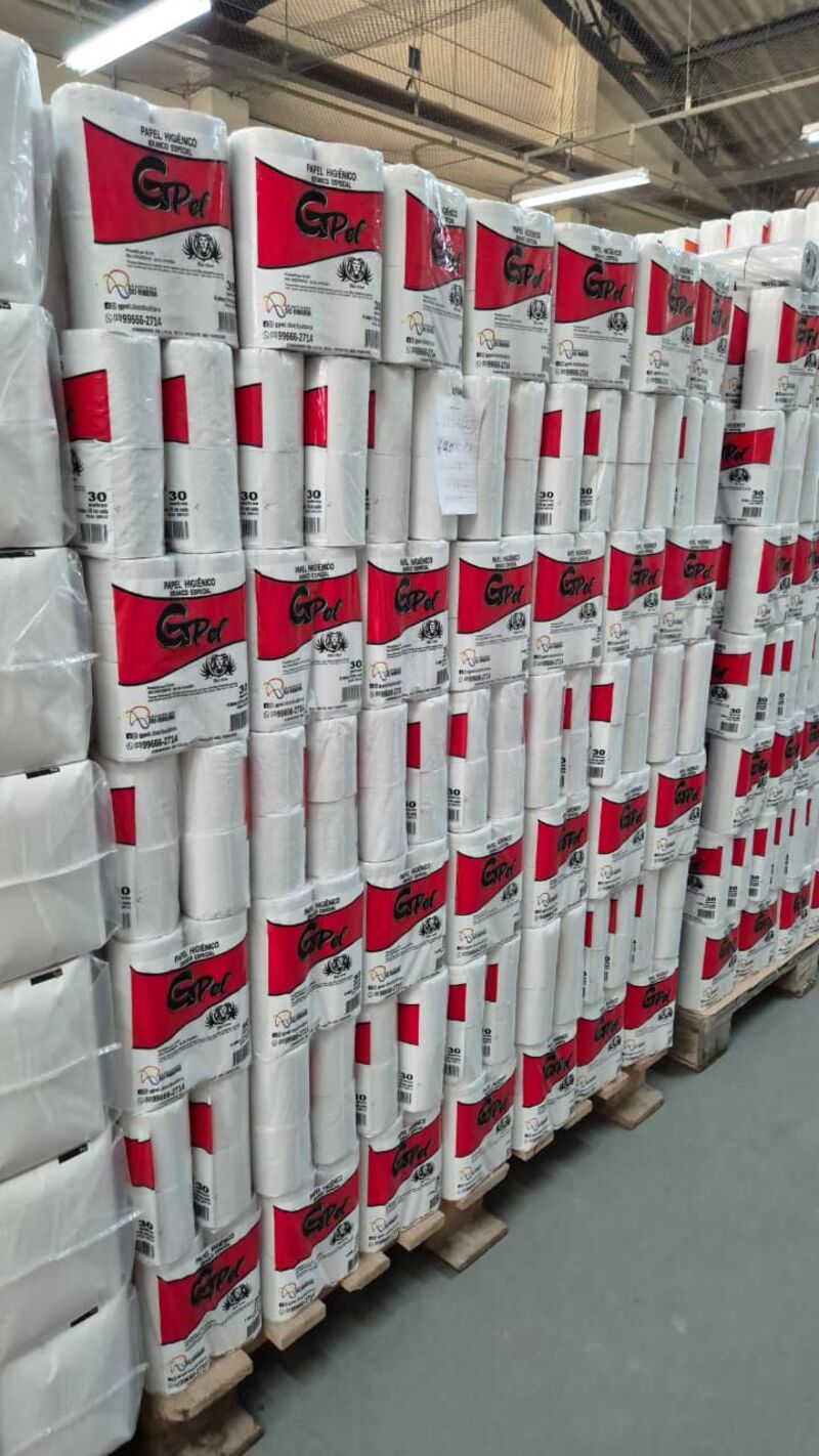 Estoque de papel higiênico GPEL pronto pra entrega